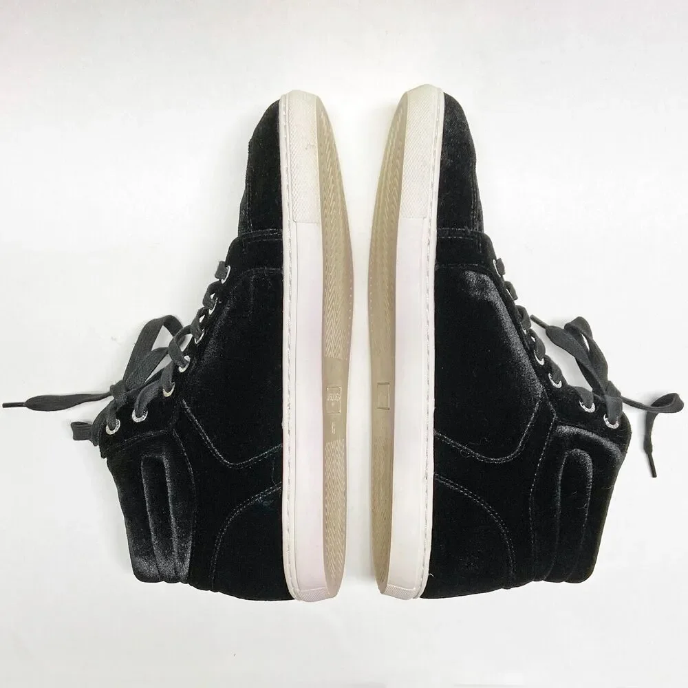 J/Slides NYC Women's Clique Black Velvet High Top Sneakers Size 8.5 Lace-up